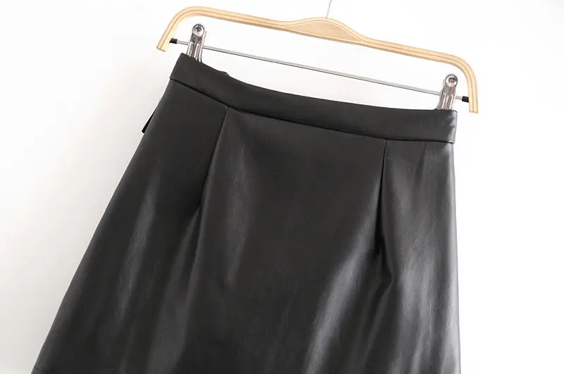 Autumn Winter Women Skirt PU Leather Mini Skirt With Pockets Sexy Ladies Zipper Pencil Package Hip Short Skirts