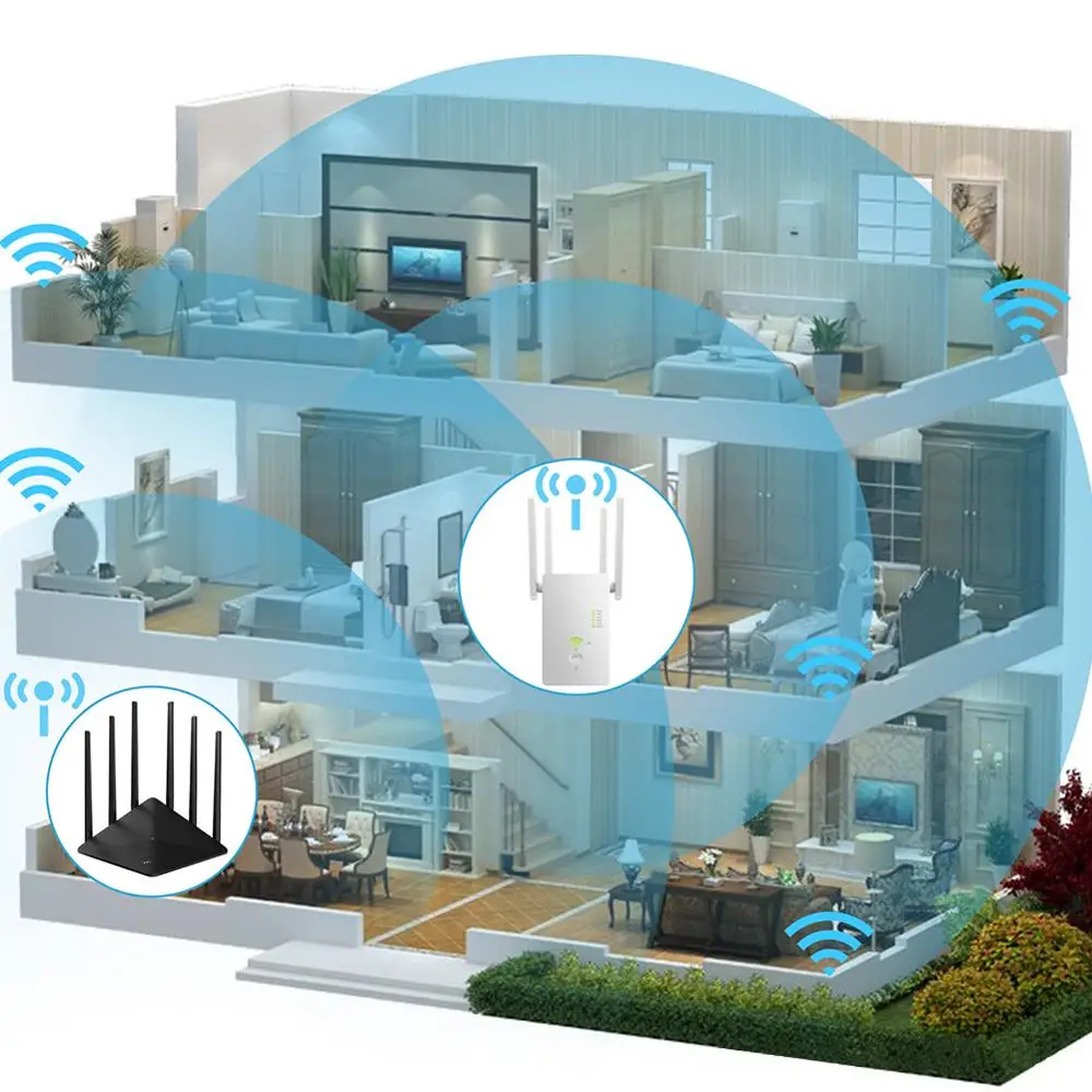 Усилитель сигнала Wi Fi KuWFi 1200 Мбит/с 2 4/5 ГГц с антенной|Беспроводные роутеры| |