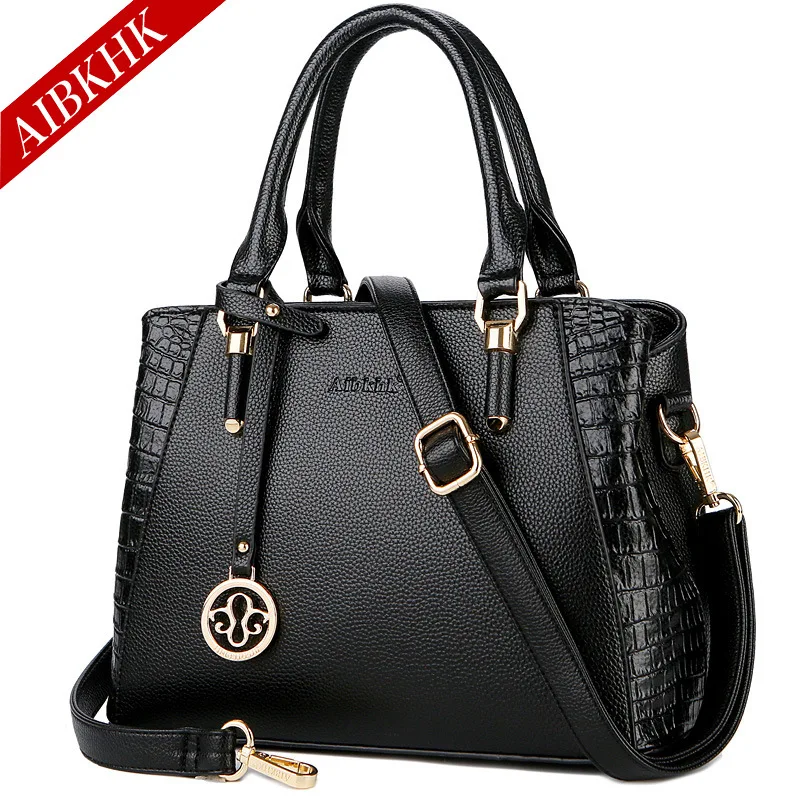 S9207-Black Оригинальные дизайнерские сумки из кожи брендовые винтажные сумки на плечо для женщин черная сумка с короткими ручками роскошные женские сумки аллигатора - Цвет: S9207-Black