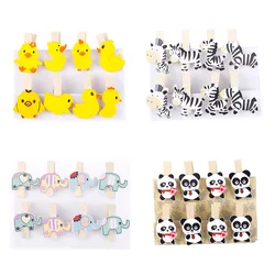 8Pcs/lot Wooden Photo Clip Cute Zebra Duck Panda Elephant Clothespin Picture Craft Clips DIY Clothes Paper Peg Stationery