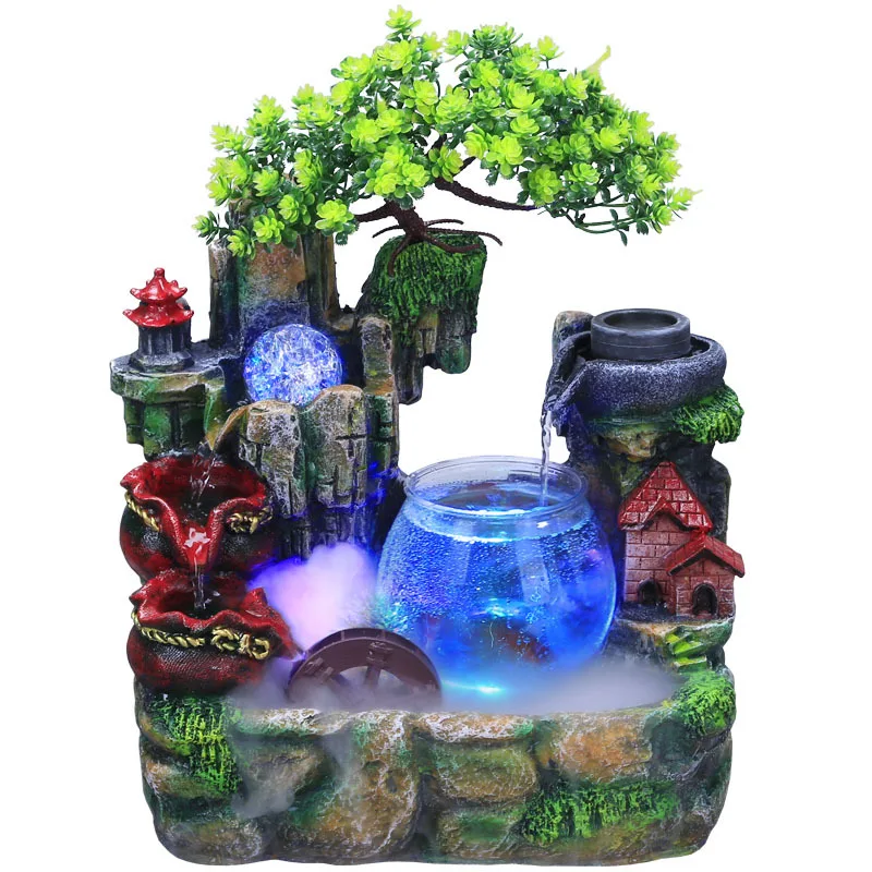 Resin Mini Tangki Ikan Indoor Bebatuan Air Mancur Air Terjun Feng Shui Desktop Waterscape Meja Kantor Ornamen Buatan Tangan Hadiah Kerajinan Patung Patung Miniatur Aliexpress