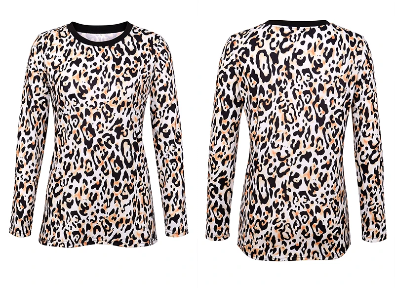 Lossky футболка, осенняя мода, Женский Топ с леопардовым принтом, Женская Повседневная модная осенняя одежда с длинным рукавом, Винтажная Футболка