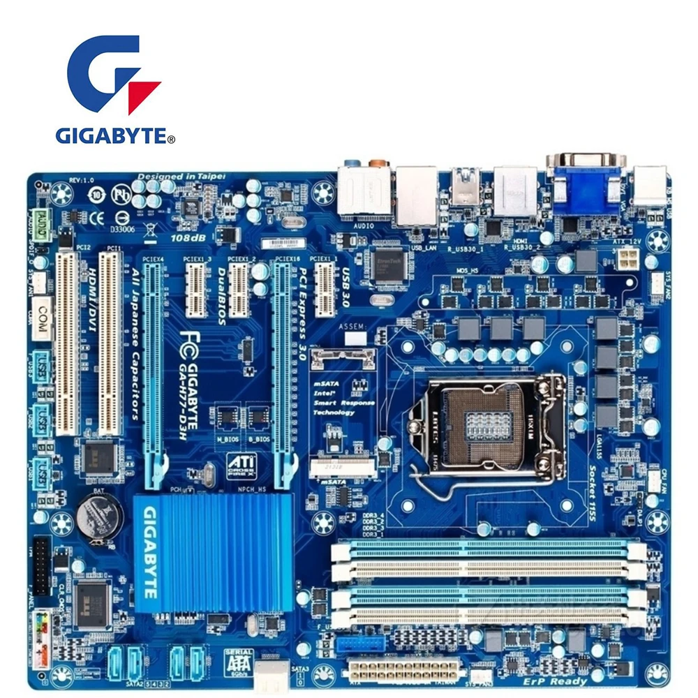 Для GIGABYTE GA H77 D3H материнская плата разъем LGA 1155 для H77M PCI E 3 0 оригинальная