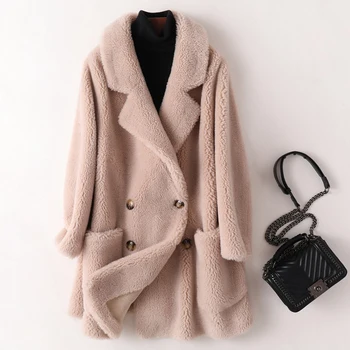 

abrigo mujer women clothes 2020 winter wool blends sheep fur coat harajuku plus size jacket festival outerwear korean