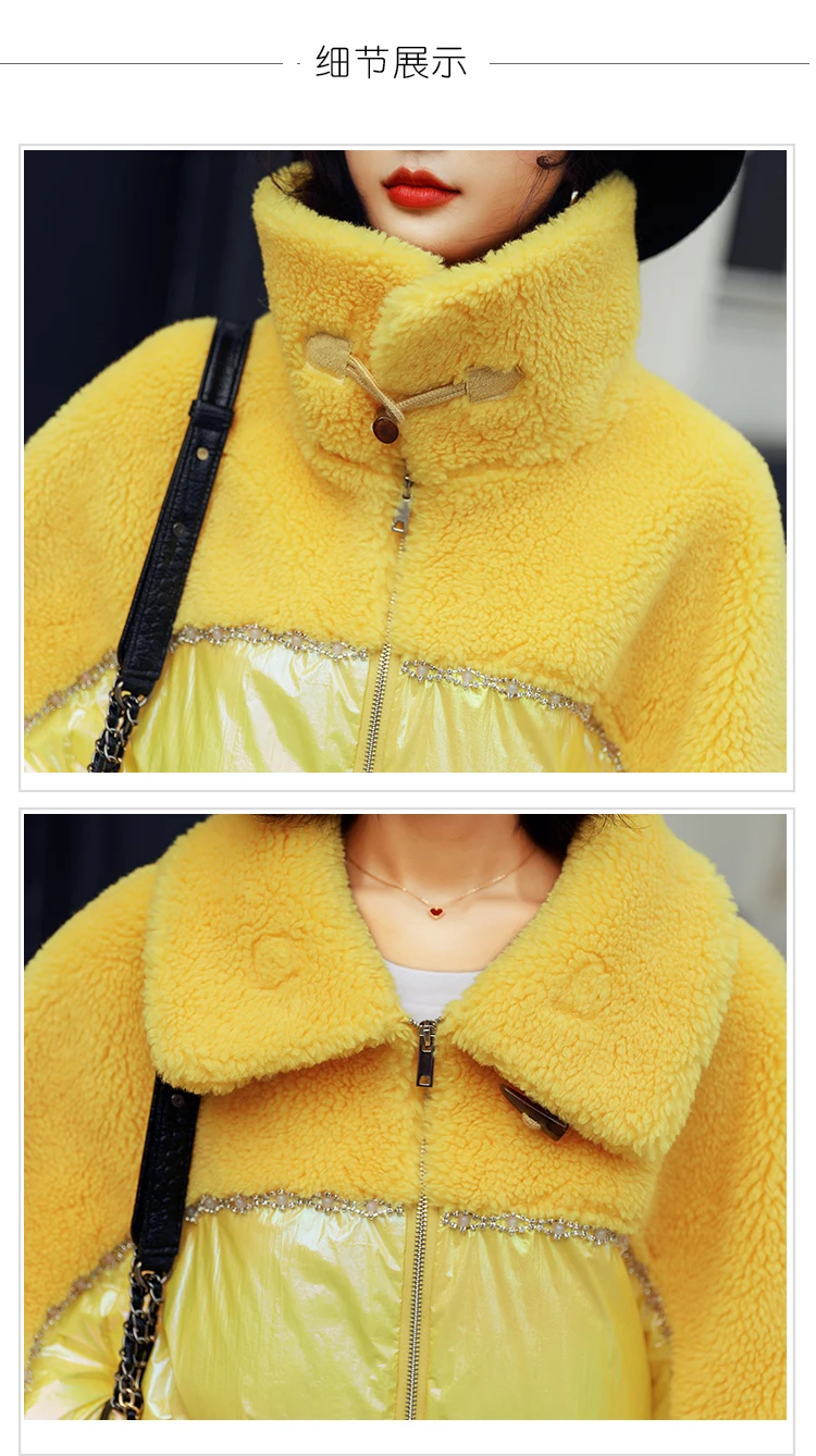 Top Quality White Duck Down Loose Jackets Women Jacket Fashion Yellow Color Fleece Material Ladies Collar Winter Warm Short Coat