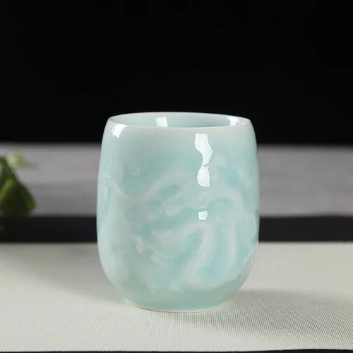 Чайная чашка Longquan Celadon керамическая чайная чашка мастер чайная чаша чайный набор кунг-фу чашки чайная посуда контейнер посуда для напитков 150 мл чашка для воды ремесла - Цвет: B Style