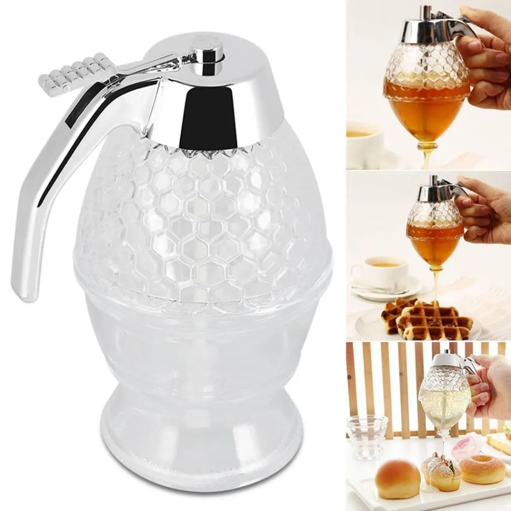 Honey Syrup Squeeze Tank Bee Juice Syrup Cup Drip Dispenser Kettle Jar Container Storage Pot Stand Holder Kitchen Accessories