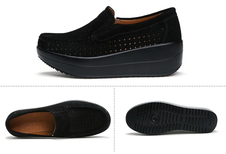 563ji Women Flat Platform Loafers Ladies Elegant Suede Leather Moccasins Shoes Woman Slip On Moccasin Women's blue Casual Shoes