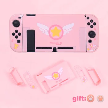 

Cartoon Protective Case for Nintendo Switch Joycon Pink Cute Hard Cover Back Shell for Ninend Switch Game Console Housing