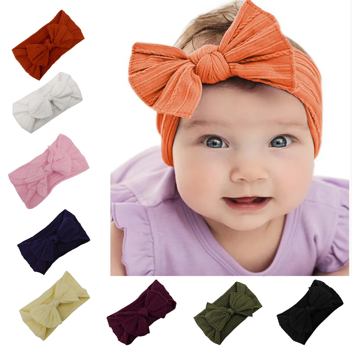 Cute Baby Girl Headbands Knitted Newborn Baby Bows Hearband Turban