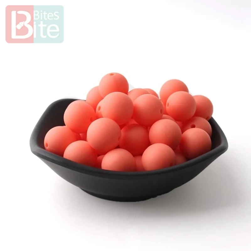 salmon orange Кусачки 50 шт. силиконовые бусины 12 мм Экологичное Сенсорное ожерелье-прорезыватель пищевого класса Мама Кормящих DIY Ювелирные изделия Детские трофеи игрушки - Цвет: salmon orange