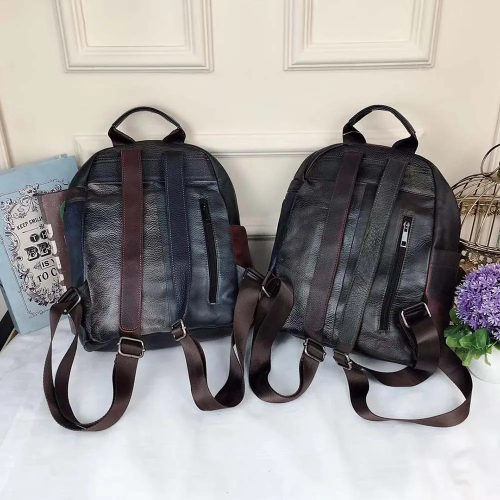 Lukegear рюкзак из натуральной кожи в стиле панк, винтажные рюкзаки, женские мягкие школьные сумки на молнии, прочные