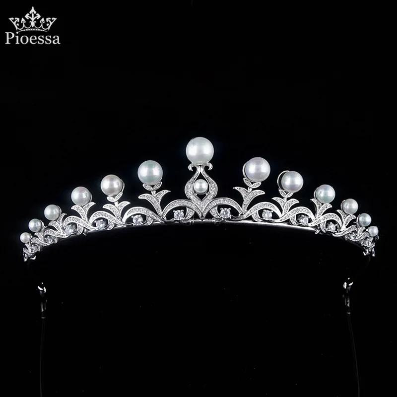 

New Sweet Pearl Wedding Crowns Tiaras, Shiny Zircon Crystal Headband, Wedding Hair Accessories, Party Headwear Girlfriend Gift