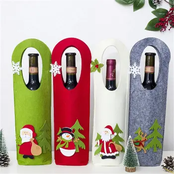 

Christmas Wine Bottle Popular Cartoon Wool Felt Cover Santa Claus Elk Shape Champagne Gift Holders New Years Xmas Party Supplies