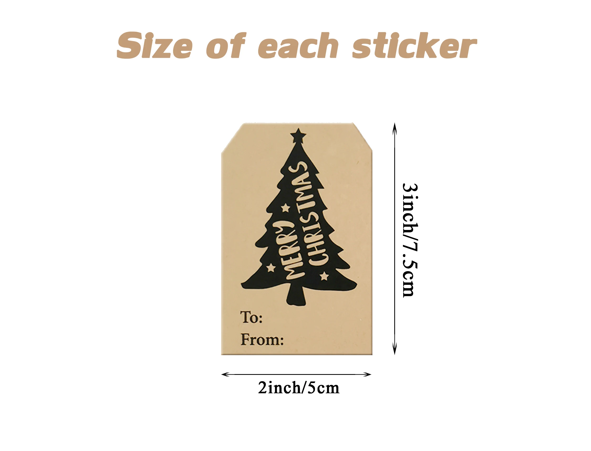 150Pcs 6 styles Kraft Christmas Gift Tags Stickers 2x3 Inch Snowflake Christmas Tree Decoration labels Office Stationery Sticker