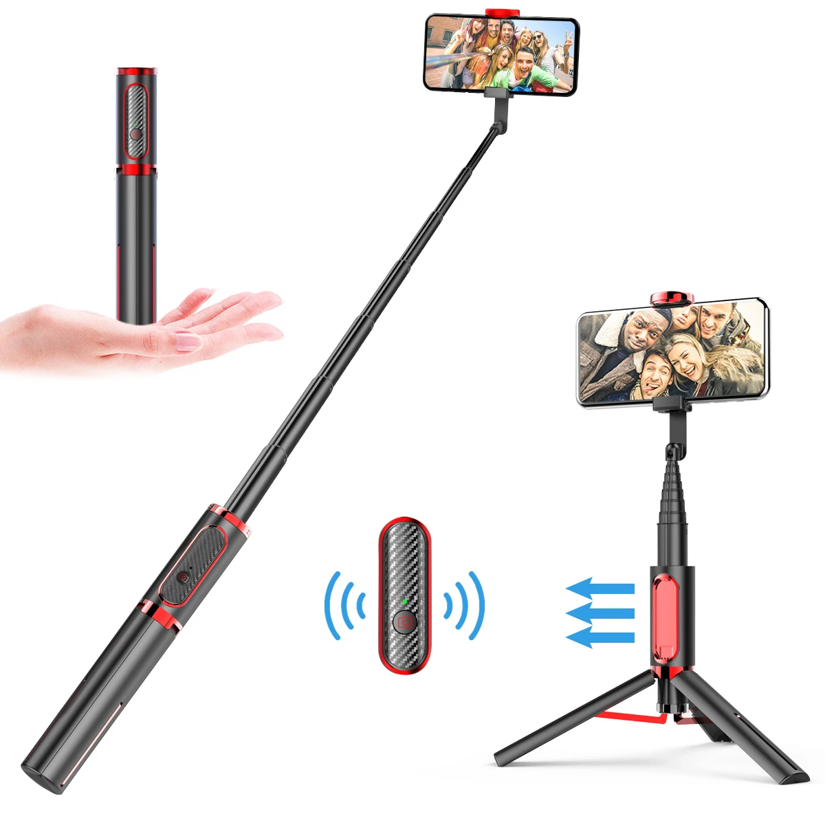 Беспроводная селфи-палка BT мини-раздвижной штатив с беспроводным дистанционным