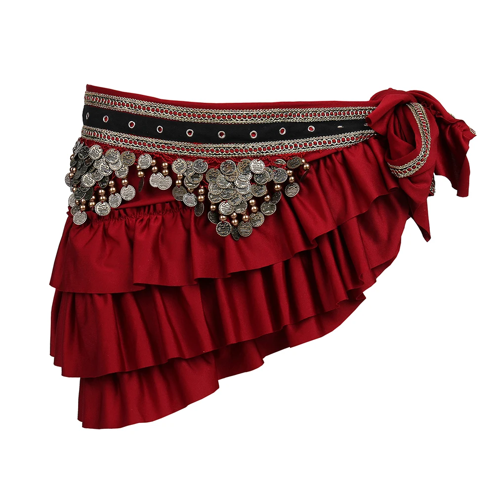 Wuchieal Dames Sweet Buikdans Hip Sjaal met Gouden Munten Rokken Wrap Noisy
