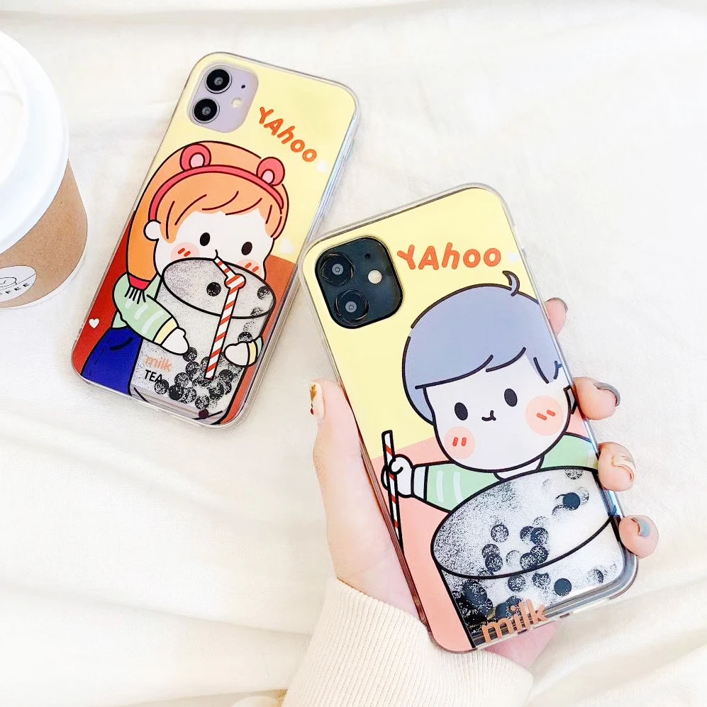 Для iPhone 11 Pro Max X XS XR жемчуг Боба чай молоко динамический блеск чехол для iPhone 8 7 Plus