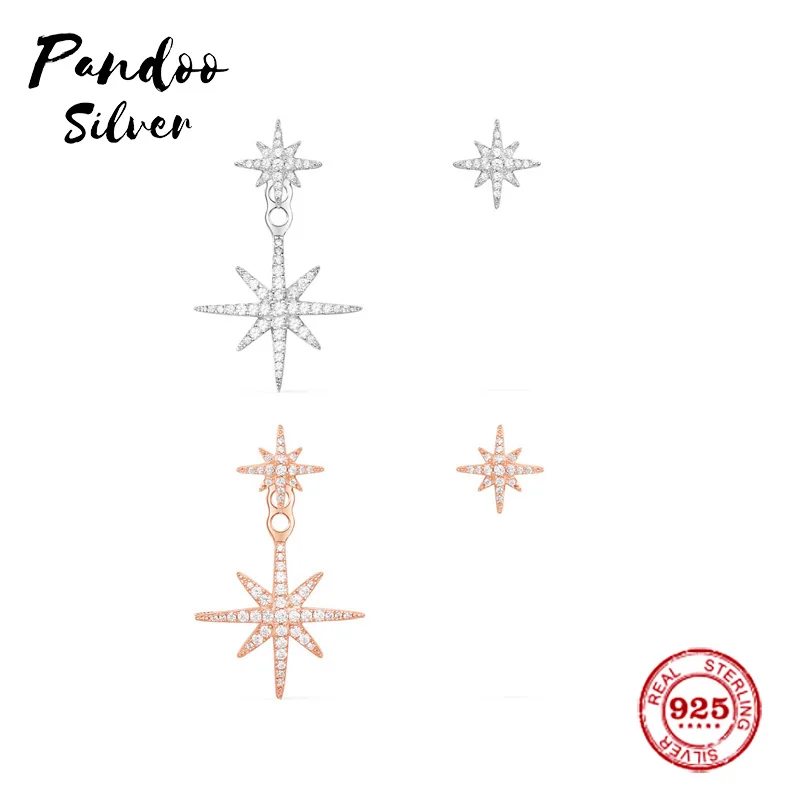 

Pandoo Fashion Charm Sterling Silver Original 1:1 Copy,Meteorites Asymmetric Underlobe Earrings Luxury Jewelry Gift For Female