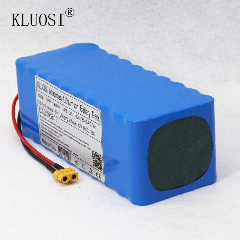 KLUOSI 36V аккумулятор 10S4P 14Ah для NCR18650GA с 25A сбалансированный BMS 42V литий-ионный аккумулятор электровелосипед электрический велосипед мотор скутер