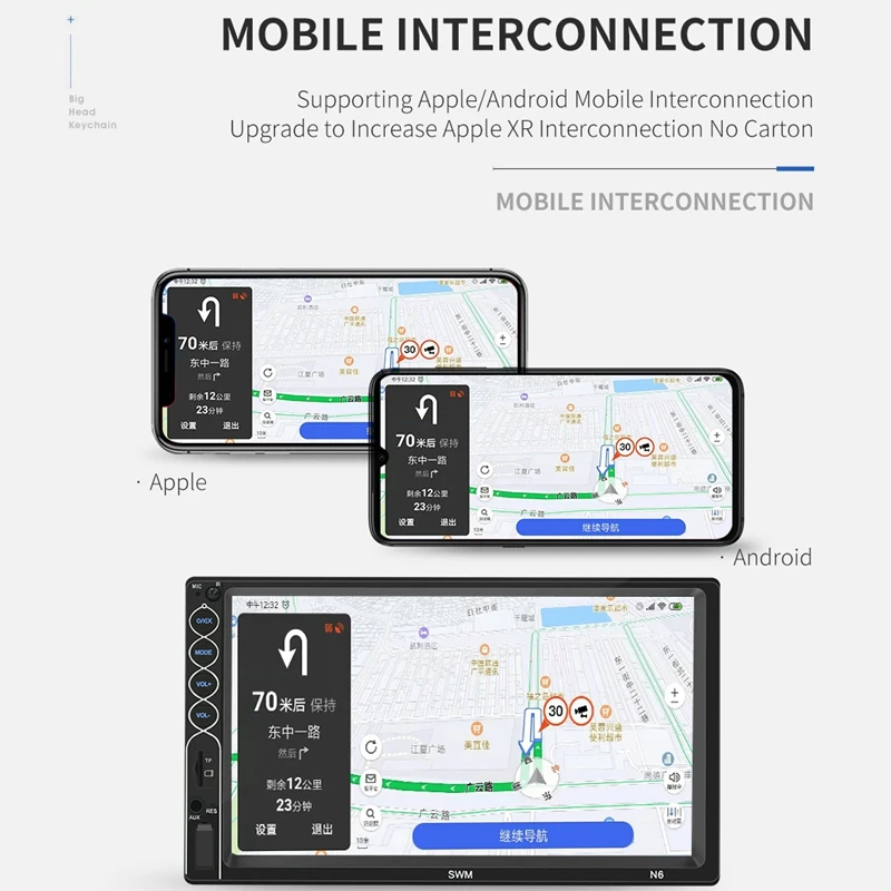 7 Inch Contact Screen Car Radio HD Stereo Bluetooth 12V 2 Din FM ISO Power Aux Input Auto MP5 Player TF USB