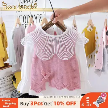 

Bear Leader Infants Knitted Lovely Clothes 2020 New Autumn Elegant Lace Collar T-shirt Girls Pullover Suits Toddler Baby Outfits