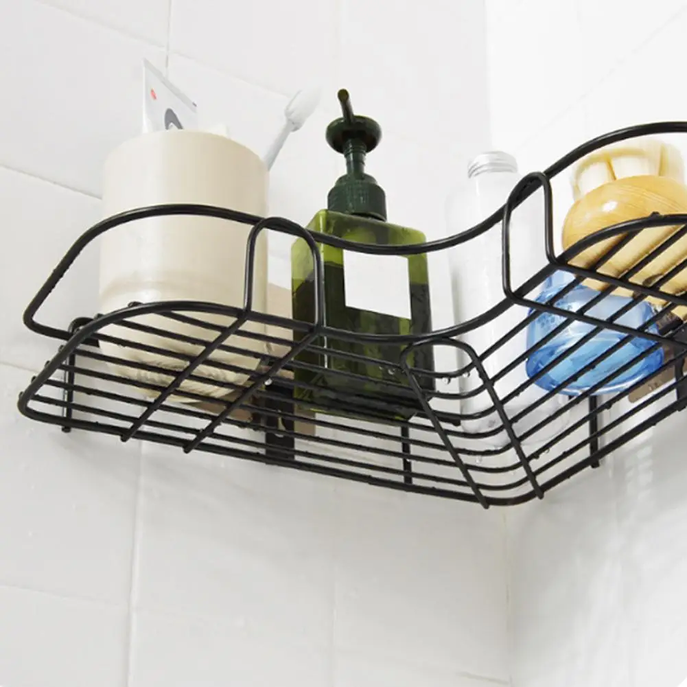 Drilling-free Corner Storage Rack wrought iron storage racks Triangular Kitchen Organizer Holder Bathroom Corner Rack