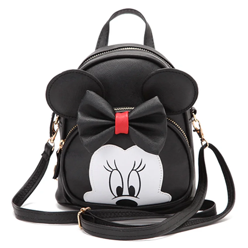 Disney Fashion Ladies Backpacks Boy School-Bag Mickey Mouse Kids Girls Cartoon Bags Casual PU Waterproof Travel Plush Backpack - Color: Mickey