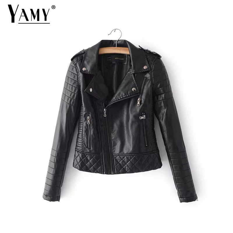 Черная кожаная куртка для женщин 2019 Зимние Куртки из искусственной кожи женская