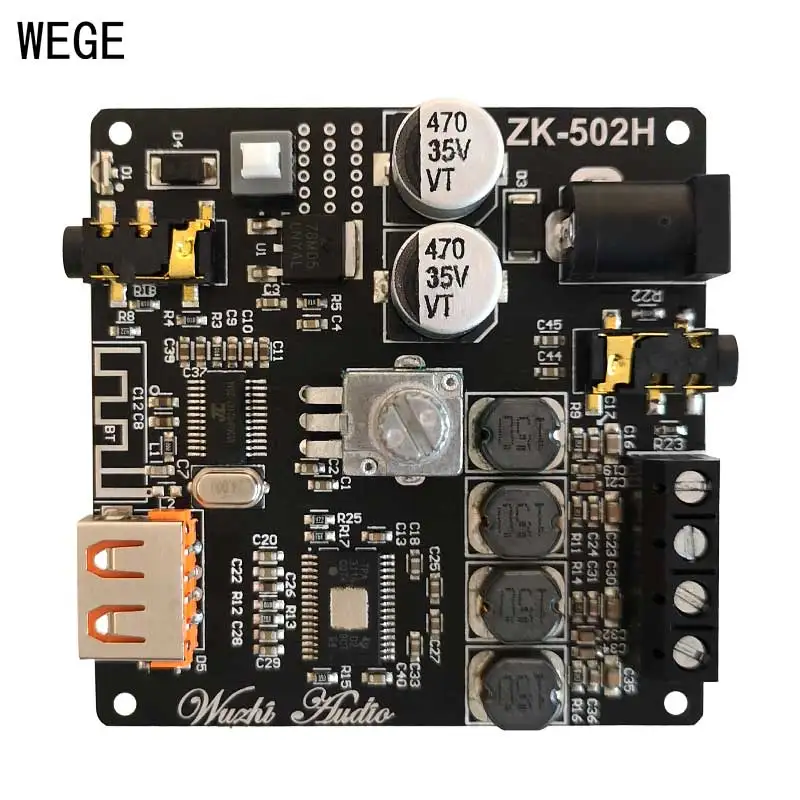 WEGE 502M 502H 1002M 50W*2 100W*2 TPA3116D2 Digital Audio Power Amplifier Board Stereo BT5.0 USB Mini AMP AUX Wuzhi Audio USB audio amplifier board operational amplifier audio tube amplifier