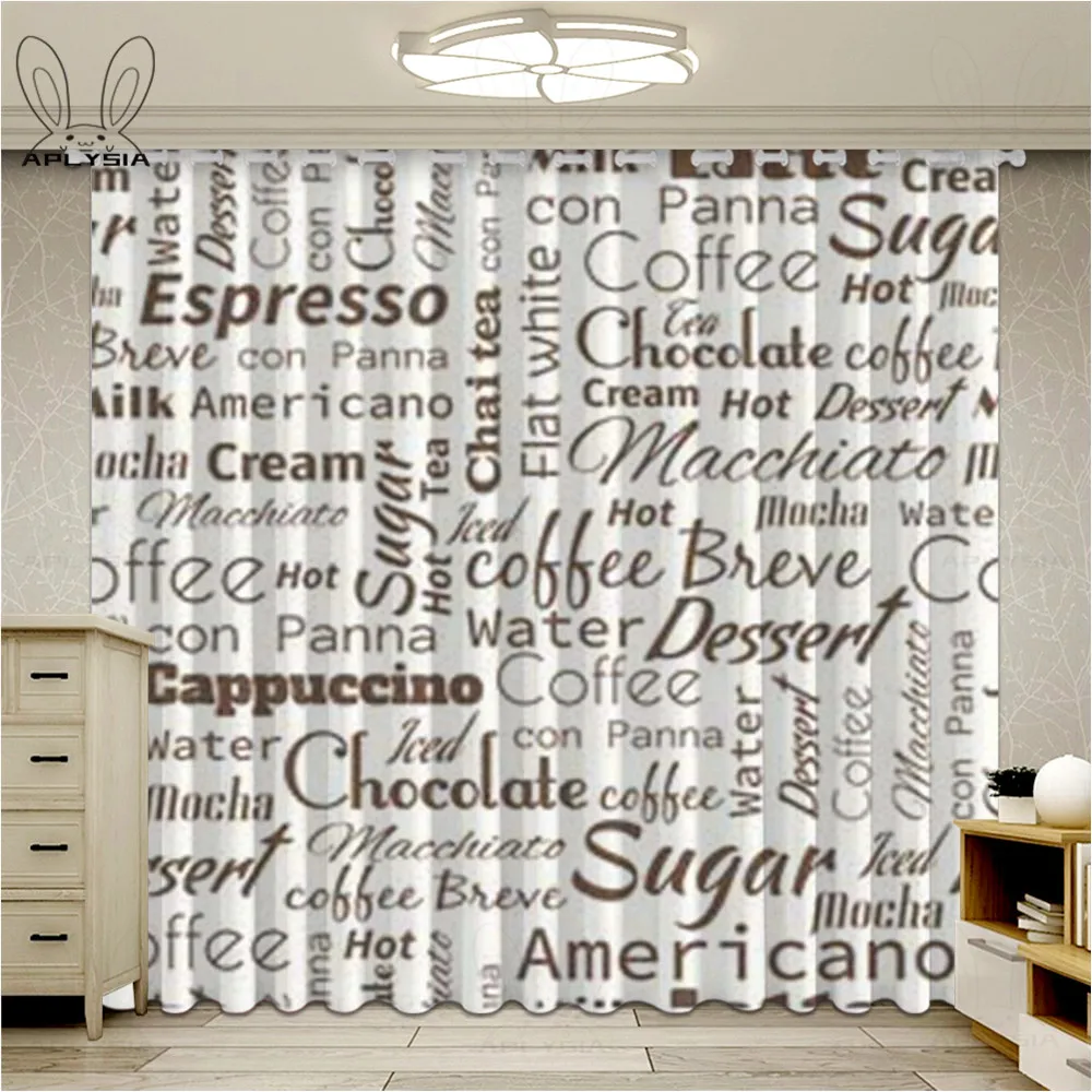 Vintage Kitchen Curtains Retro Style Texts And Typographic Icons