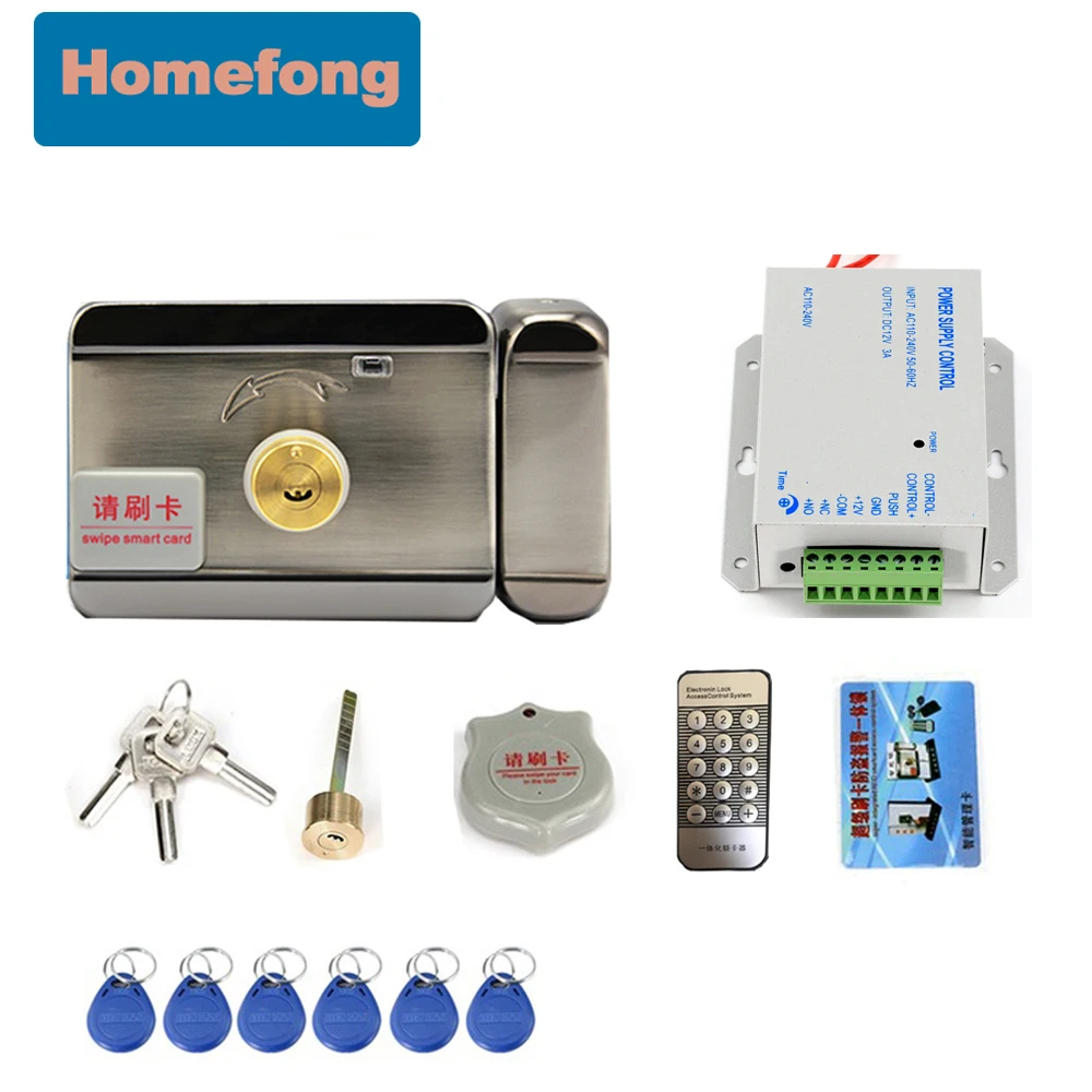 

Homefong Electric Gate Lock Door With Key RFID Card 3A Power Supply for Video Door Phone Intercom System 12V
