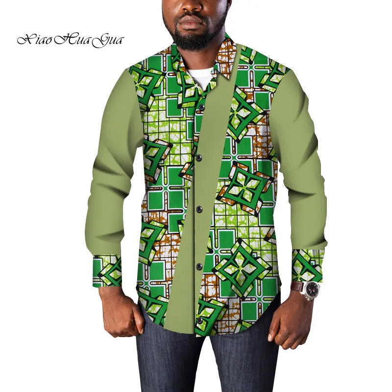 Traditional Mens African Clothing Men Shirts Long Sleeve Dashiki Men African Print Shirt Plus Size Mens Clothing 6XL WYN965