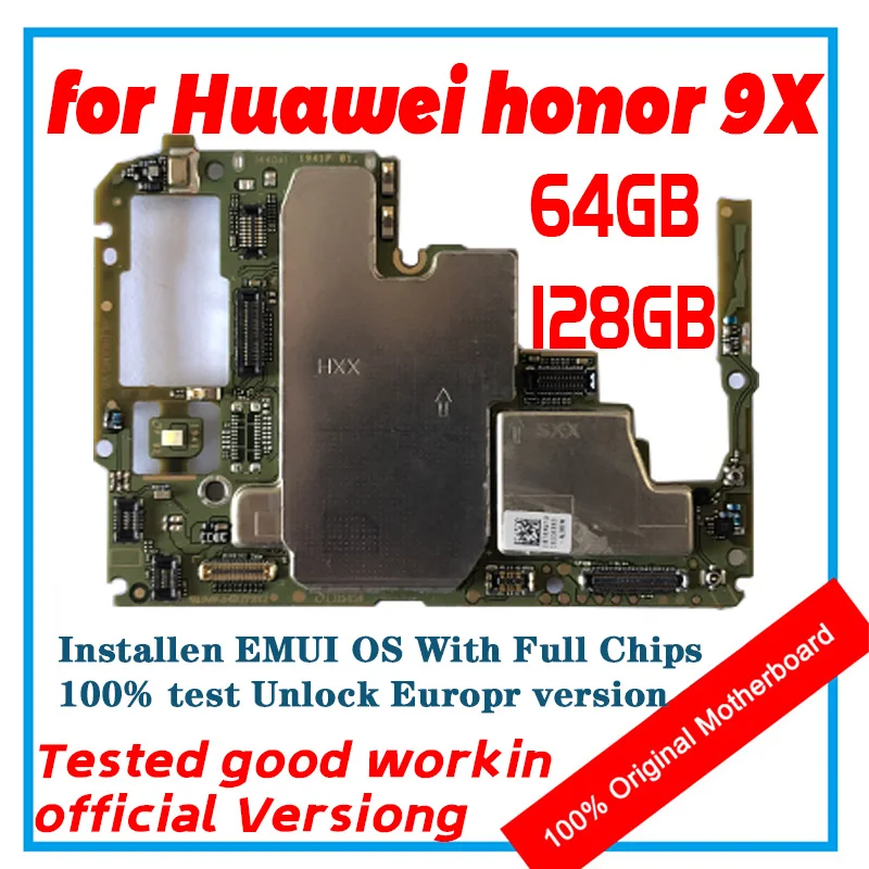 Материнская плата для HuaWei Honor 9X оригинальная разблокированная материнская 64 Гб 128