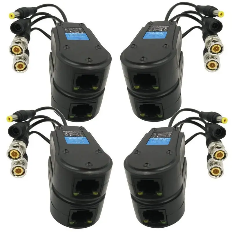 

4 Pair Passive Video/Power Balun Upgraded 1080P-5Mp Bnc To Rj45 Long Distance Network Transceiver Cat5E/Cat6 Cable To Bnc Male A