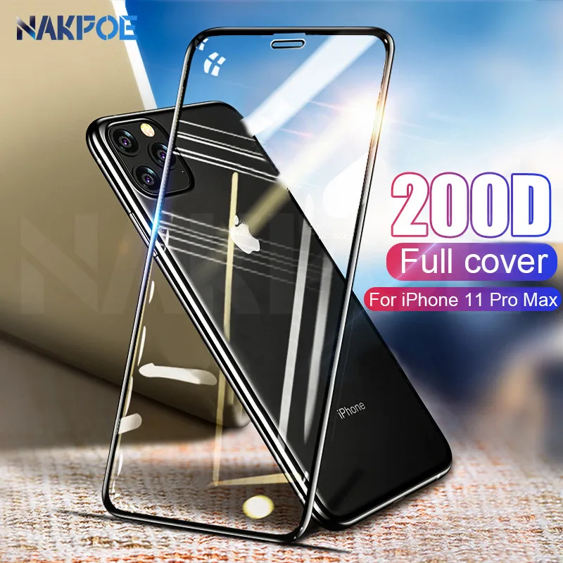 

200D Full Cover Protective Glass on the For iPhone X XR XS 11 Pro Max Tempered Screen Protector iPhone 8 7 6 6S Plus Glass Film