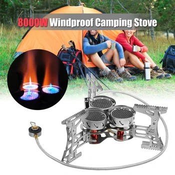 

8000W Windproof Gas Stove Burner Outdoor Camping Gas Stove with Gas Cartridge Adapter For Hiking Traveling Picnic