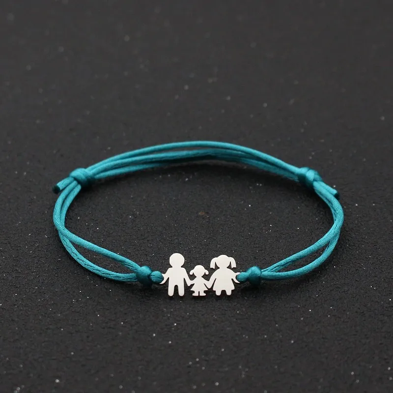 Jade blue Милый Мишка Плетеный настраиваемый шарм браслеты для семьи папа мама дочь счастливый браслет из Красной Нити женщины мужчины ребенка ювелирные изделия подарок - Окраска металла: Jade blue