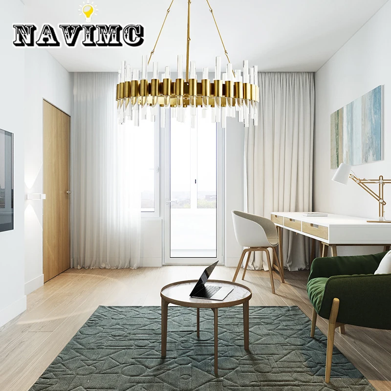 

Modern American chandelier living room LED crystal chandelier luxury hotel room decoration lamp