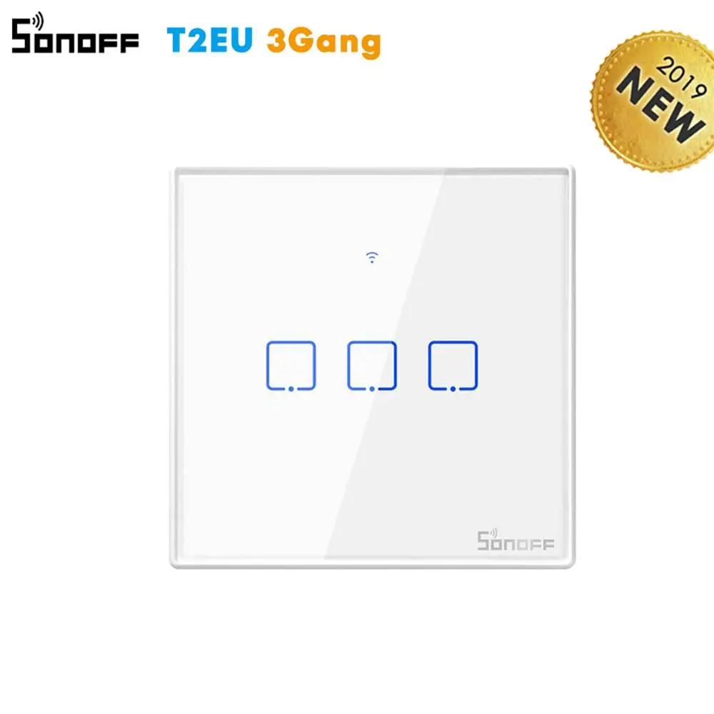 T2-EU-3G Sonoff WiFi стены сенсорный выключатель T1 ЕС 1 2 Gang Стекло настенный светильник переключатель Ewelink приложение Поддержка Alexa Google дома - Комплект: T2-EU-3G