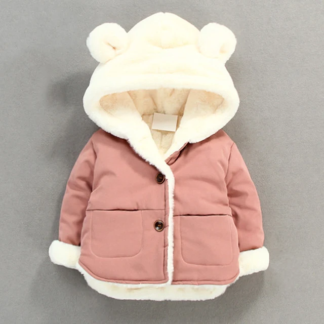 Новая осенне-зимняя детская флисовая мягкая куртка вельветовое пальто с капюшоном и рисунком для маленьких мальчиков верхняя одежда для новорожденных девочек зимняя одежда для малышей - Цвет: Pink