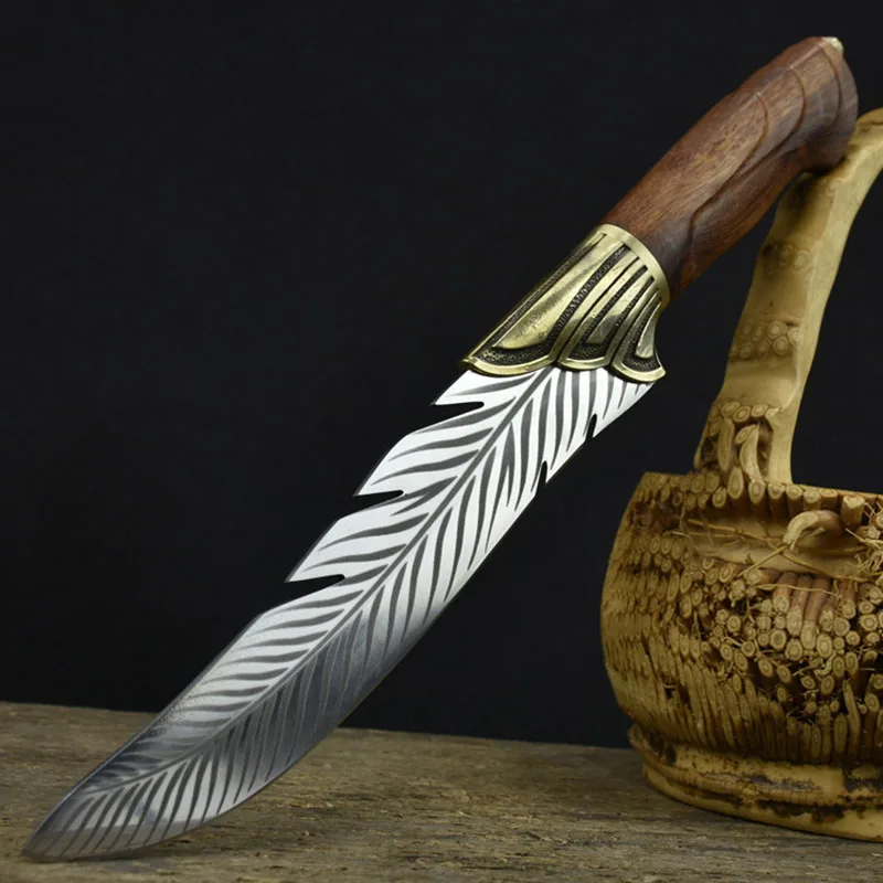 Longquan 6.5 Inch Viking Knife 7Cr17MoV Handmade Forged Steel Kitchen Knives Sharp Utility Hunting Beautiful With Patterns | Дом и сад