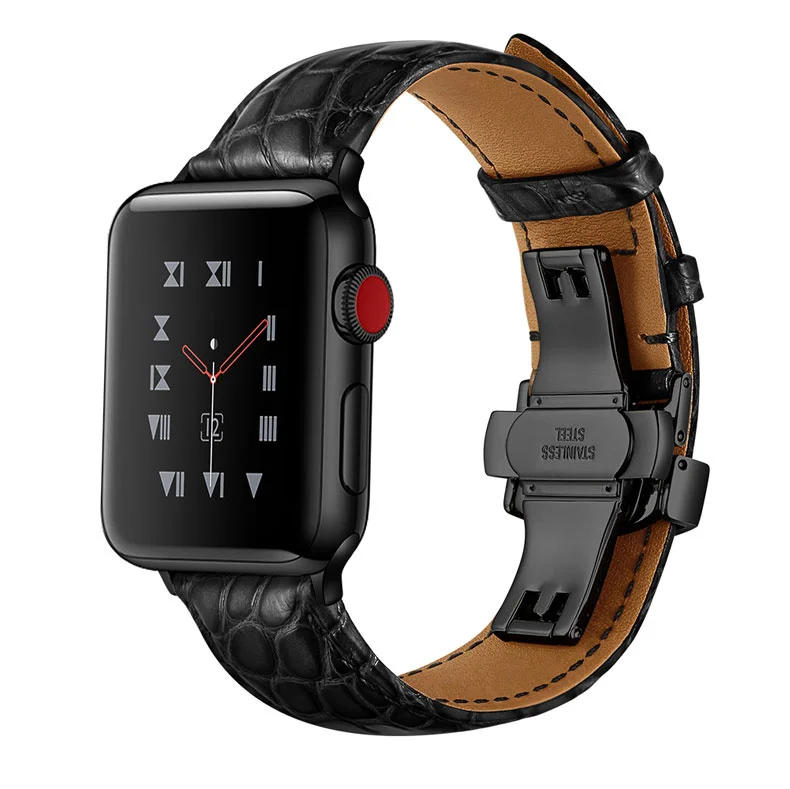 Кожаный ремешок с аллигатором Fhx-kz для Apple watch band 42 мм 38 44 40 apple 6 5 4 3 2 iwatch |
