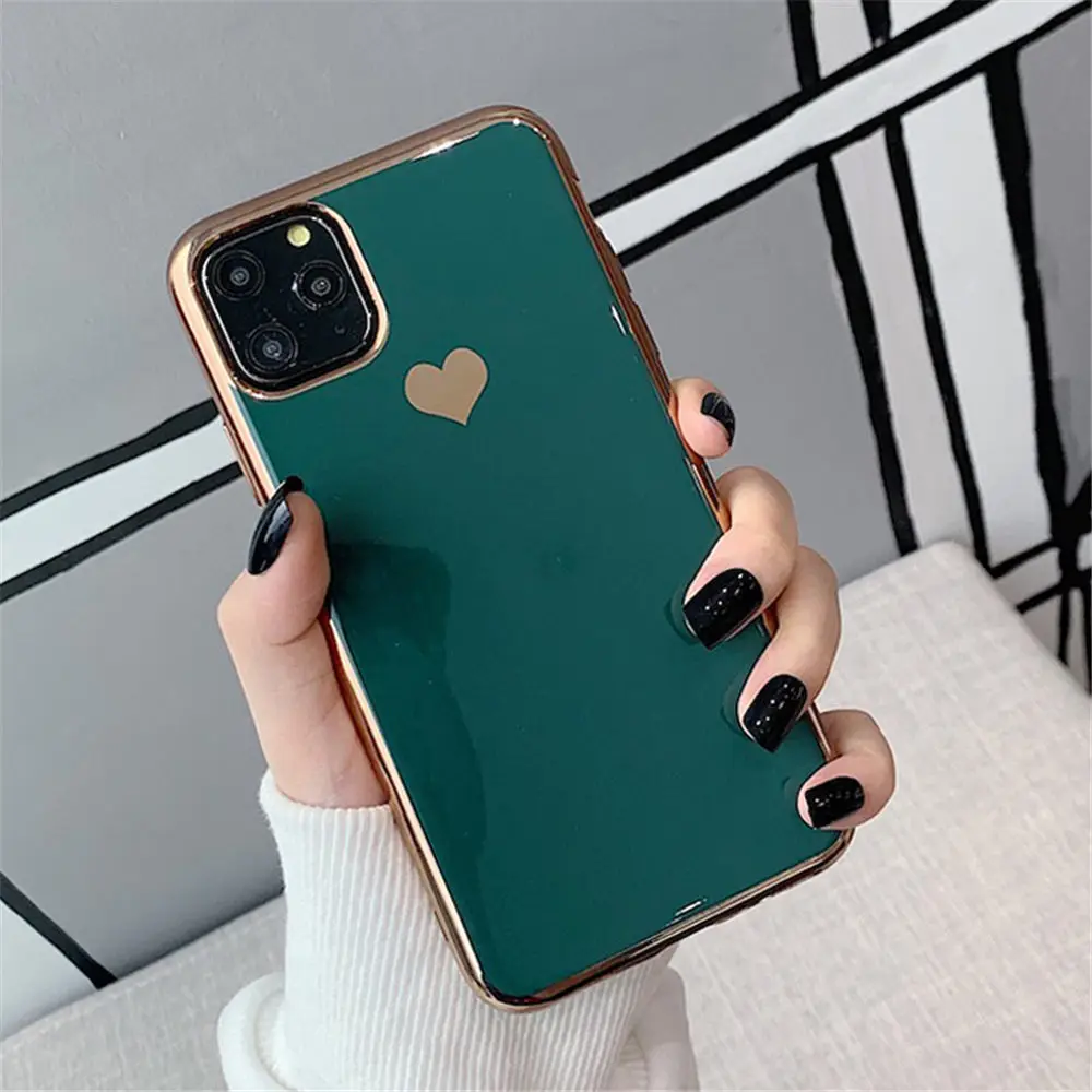 Lovebay гальваническое покрытие Любовь Сердце чехол для телефона для iPhone 7 8 6 6s Plus 11 Pro X XR XS Max противоударный Мягкий ТПУ силиконовый чехол