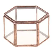 Стеклянный геометрической формы декоративная коробка для композиций шкатулка для драгоценностей Стекло вазон для суккулентов деко Шестигранная форма