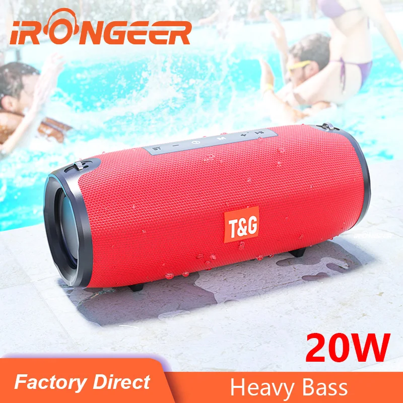 

20W Wireless Bluetooth Speaker Portable Column Outdoor Waterproof Speaker with FM Radio TF USB AUX Bass Boom Box Music Player