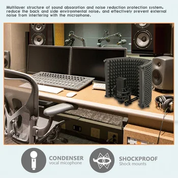 

Noise Reduction Cover Wind Screen Live Broadcast Panel Filter Microphone Isolation Shield Foldable Recording Equipment Studio