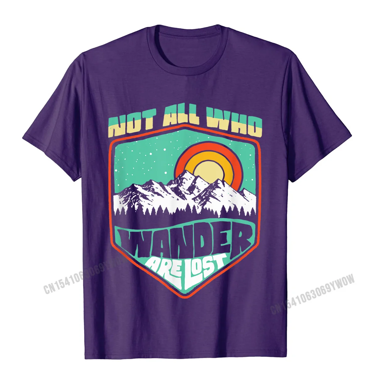 Slim Fit Men Fashionable Group Tees O Neck Labor Day 100% Cotton Fabric T Shirt Design Short Sleeve T Shirt Drop Shipping Not All Who Wander Are Lost Retro Outdoor 80s Badge T-Shirt__135 purple