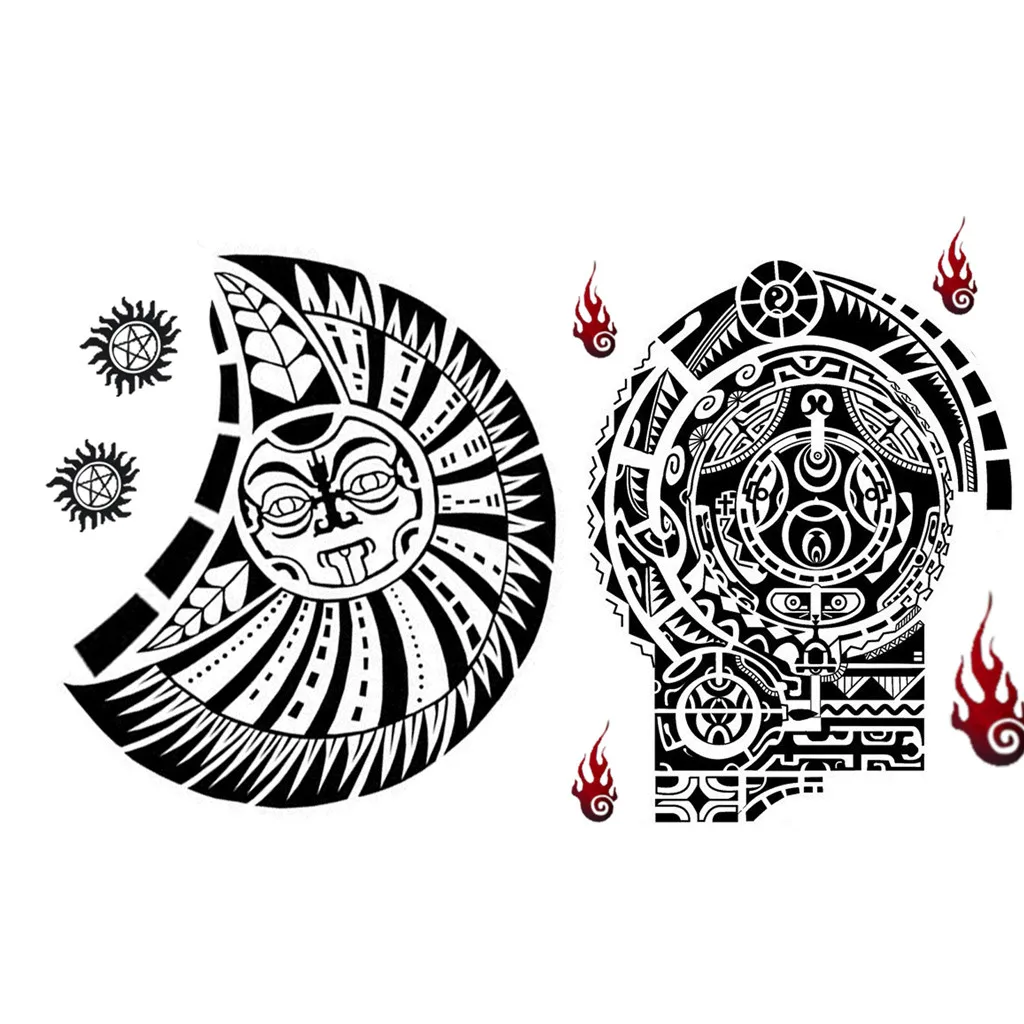 Профессиональная Водонепроницаемая Временная наклейка с рисунком солнца тату черные татуировки на плечо грудь фальшивые татуировки наклейки s цепи крутые 107