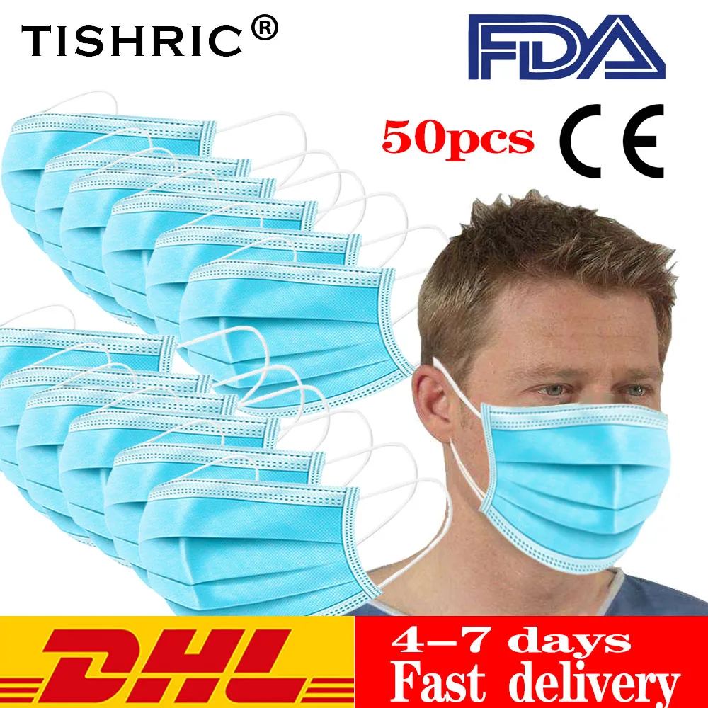 

TISHRIC Anti-fog Disposable Face Mask Gas/Respirator Mask 3 Layer Earloop Protection Mouth Masks For N95/ffp3/kf94 With CE FDA
